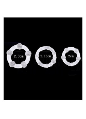 Pack 3 cockring transparents avec billes - CR-COR005CLE
